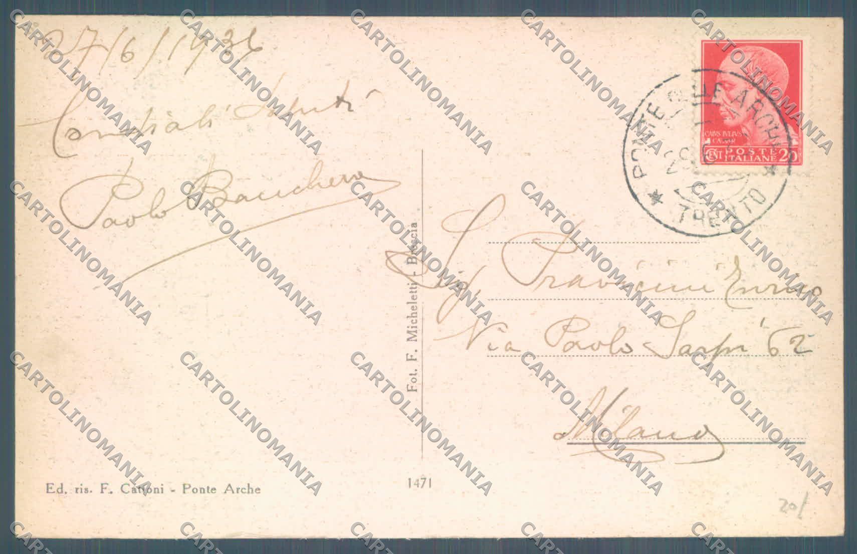 Trento Ponte Arche cartolina ZC5790 – retro