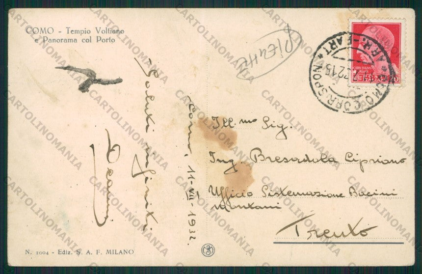 Como Città Lago di Battello PIEGHE cartolina ZC5857 – retro