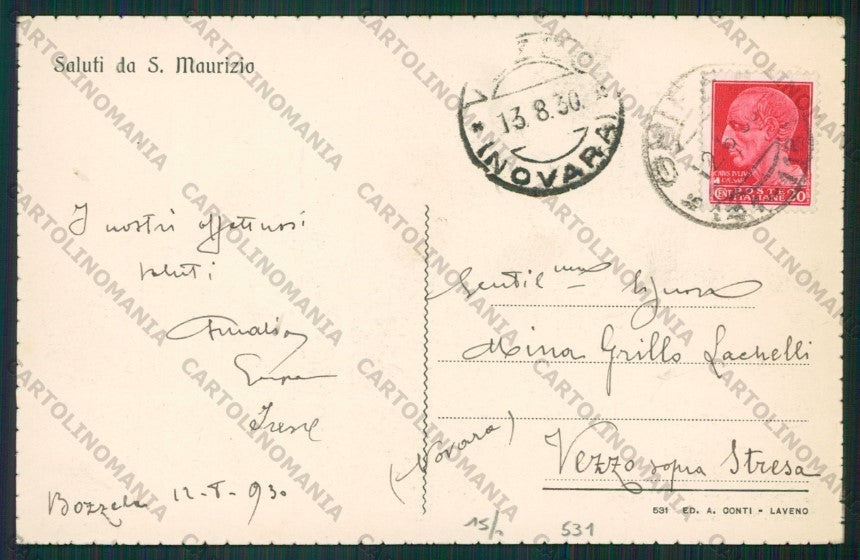 Novara San Maurizio Lago Maggiore cartolina ZC6015 – retro
