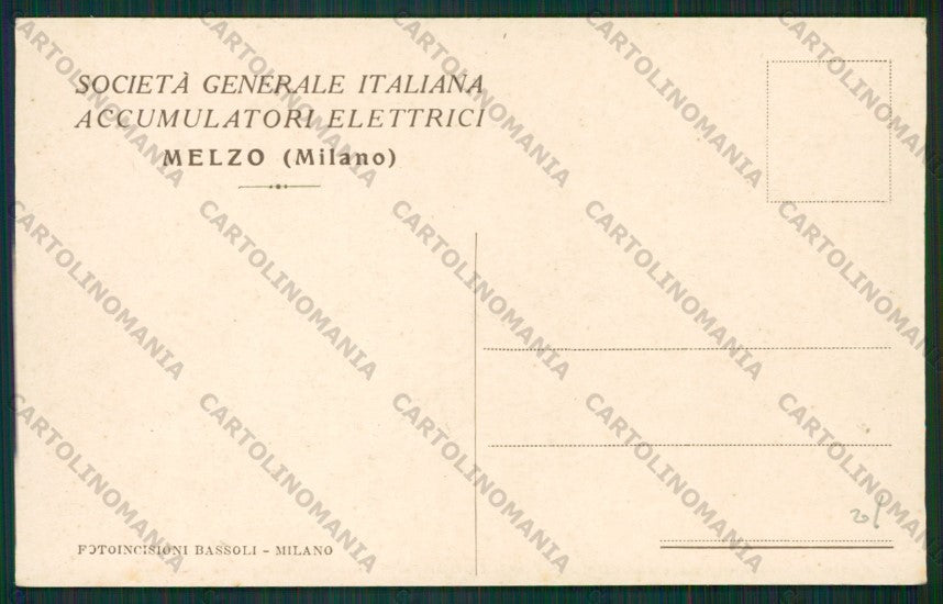 Milano Melzo Pubblicitaria Accumulatori Tudor cartolina ZC6126 – retro