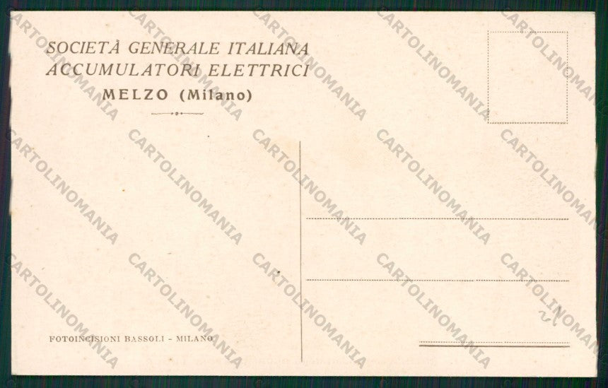 Milano Melzo Pubblicitaria Accumulatori Tudor cartolina ZC6158 – retro