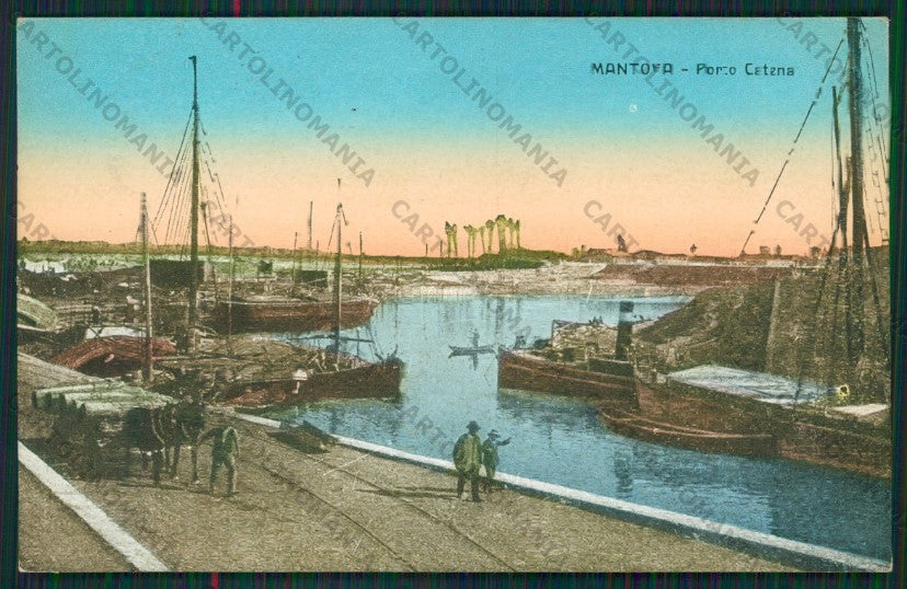 Mantova Città Porto Catena Barche Carro cartolina ZC6207 – fronte