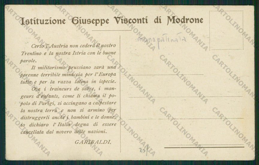 Milano Legnano Garibaldi Propaganda WWI cartolina ZC6361 – retro