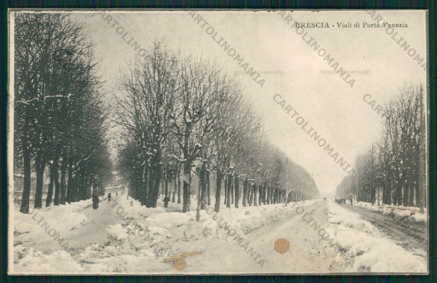 Brescia Città Nevicata MACCHIE PIEGA cartolina ZC6382 – fronte