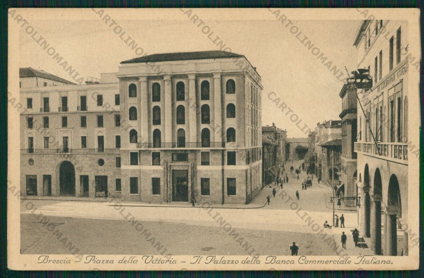Brescia Città Palazzo Vittoria Banca PIEGHE cartolina ZC6472 – fronte