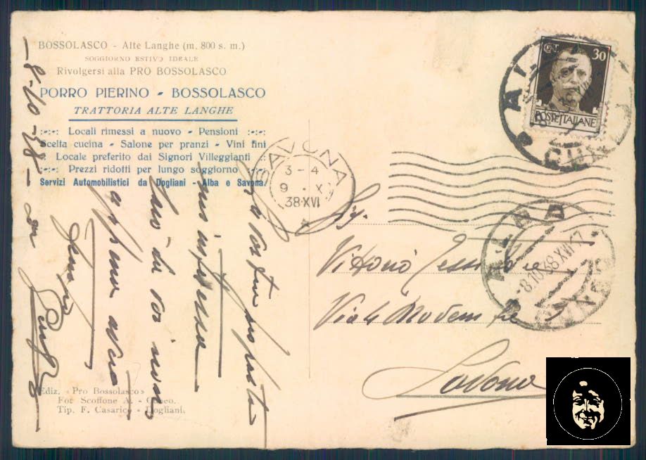 Cuneo Bossolasco PIEGHINE FG cartolina ZF0104 – retro