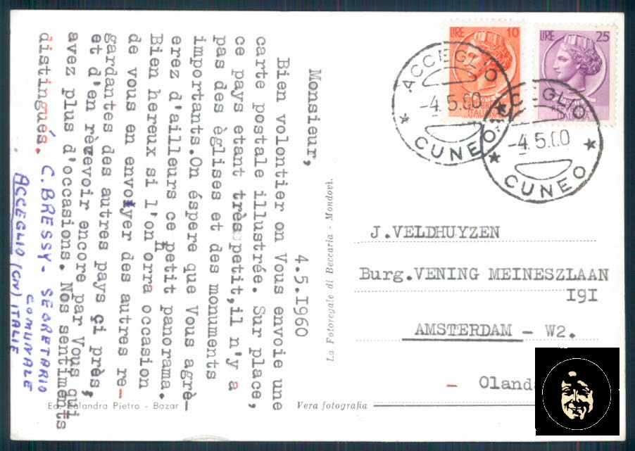 Cuneo Acceglio Chiappera Foto FG cartolina ZF0126 – retro