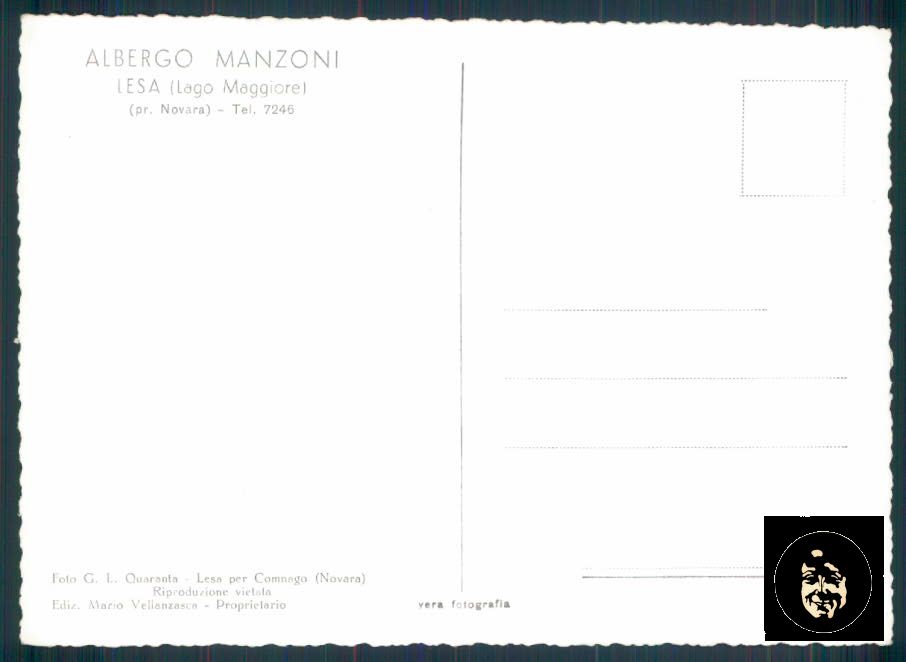 Novara Lesa Albergo Manzoni Foto FG cartolina ZF0332 – retro