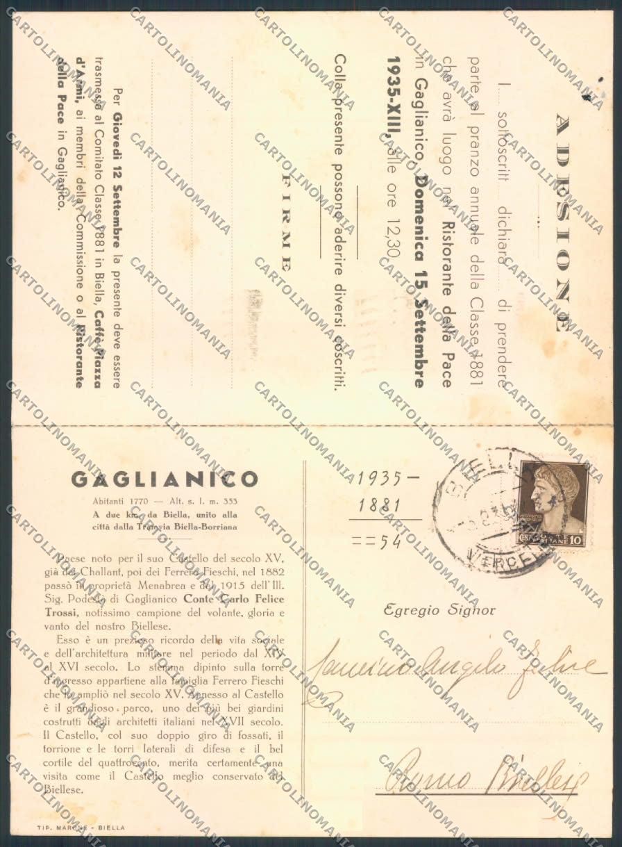 Biella Gaglianico Classe 1881 Doppia FG cartolina ZF0485 – fronte