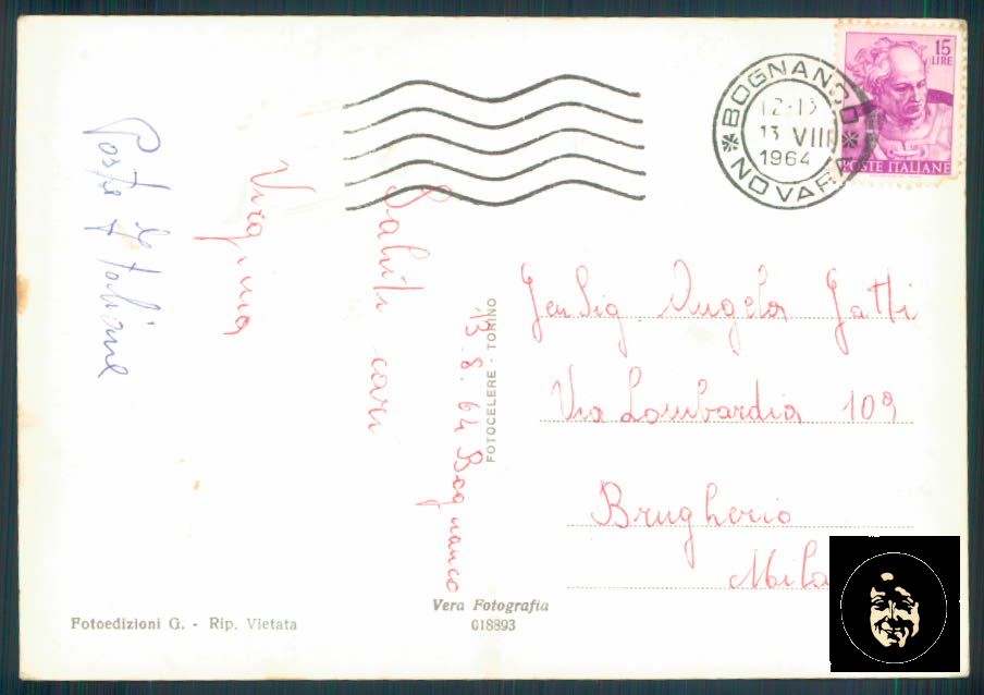 Novara Bognanco Funivia PIEGHINA Foto FG cartolina ZF0571 – retro