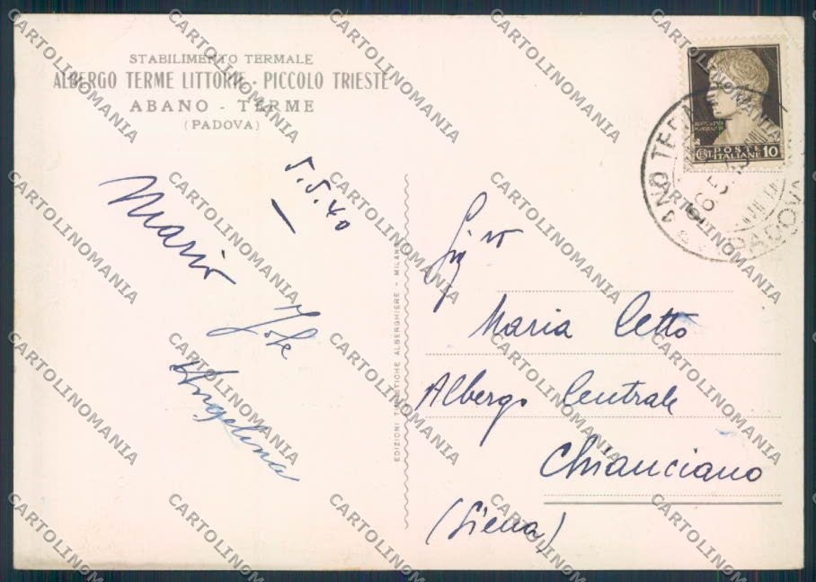 Padova Abano Terme PIEGHINA FG cartolina ZF0799 – retro
