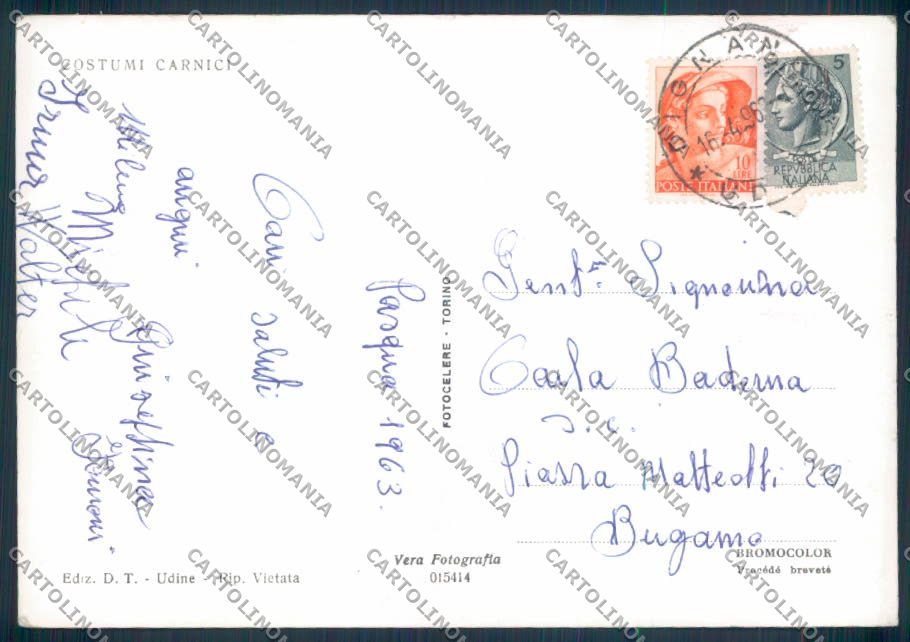 Udine Costumi Carnia foto FG cartolina ZF0864 – retro