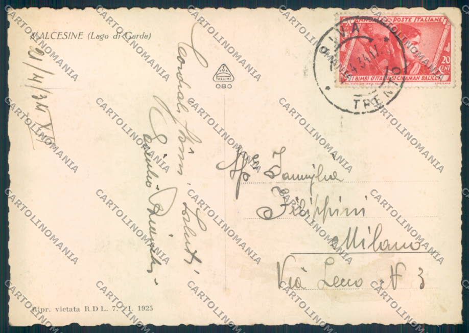 Verona Malcesine STRAPPINO foto FG cartolina ZF0883 – retro