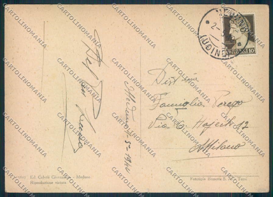 Pordenone Meduno PIEGHINA FG cartolina ZF0887 – retro