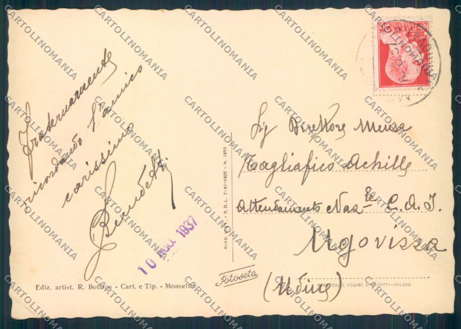 Padova Monselice PIEGHINA FG cartolina ZF0892 – retro