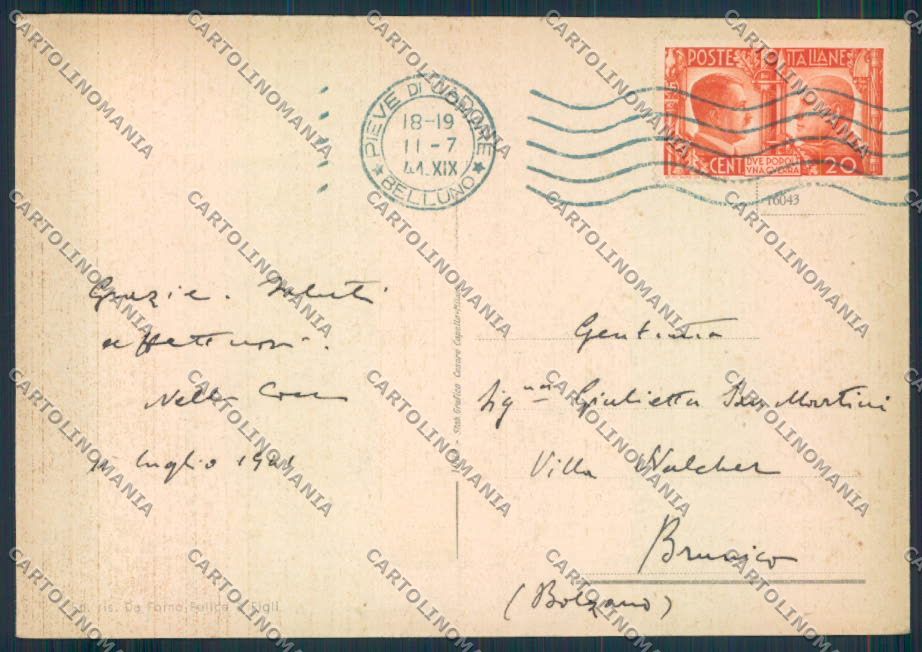 Belluno Pieve di Cadore FG cartolina ZF0897 – retro