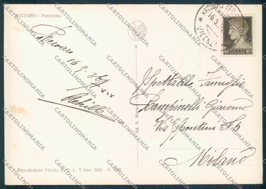 Vicenza Recoaro foto FG cartolina ZF0931 – retro