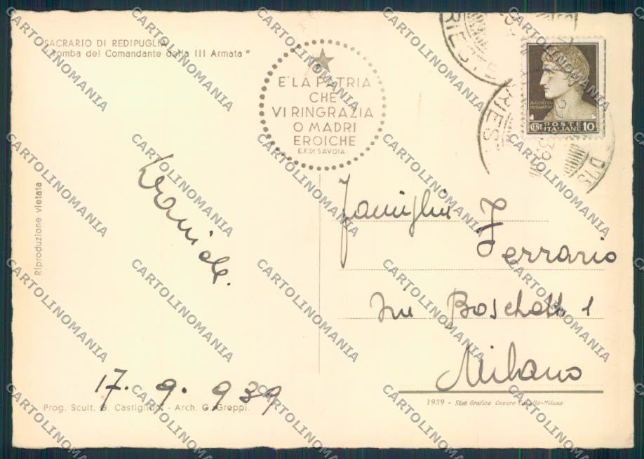 Gorizia Redipuglia Sacrario FG cartolina ZF0933 – retro