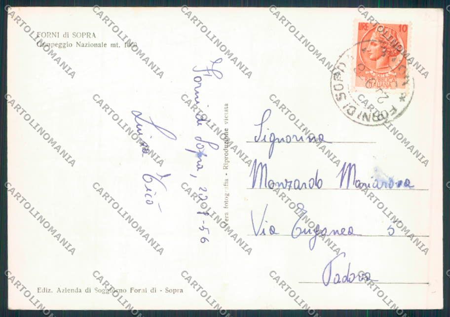 Udine Forni di Sopra campeggio foto FG cartolina ZF1015 – retro