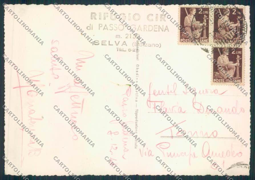 Bolzano Rifugio Cir Sella foto FG cartolina ZF1104 – retro