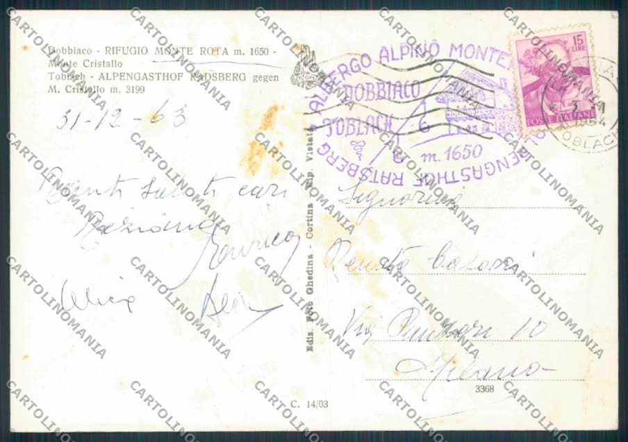 Bolzano Dobbiaco ABRASA foto FG cartolina ZF1119 – retro