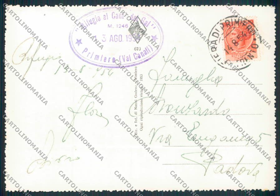 Trento Primiero foto FG cartolina ZF1169 – retro