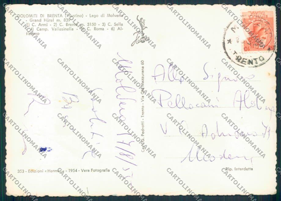 Trento Molveno foto FG cartolina ZF1203 – retro