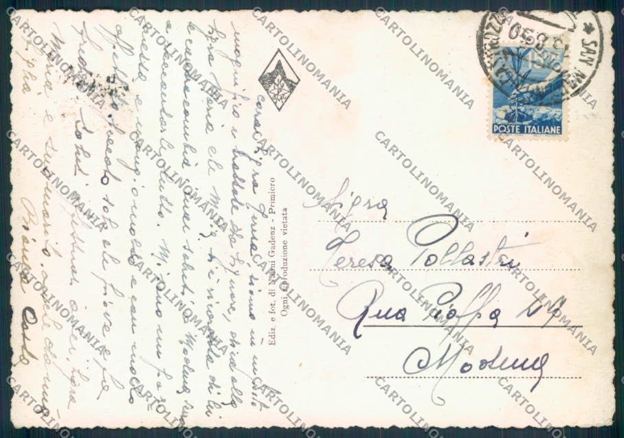 Trento San Martino Castrozza FG cartolina ZF1219 – retro