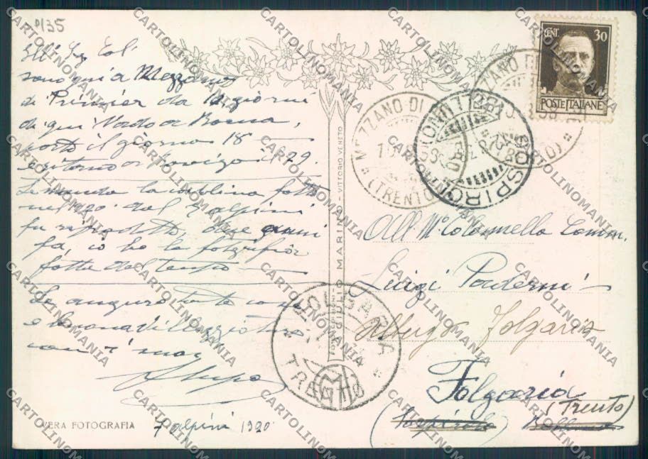Trento Mezzano Alpini foto FG cartolina ZF1263 – retro