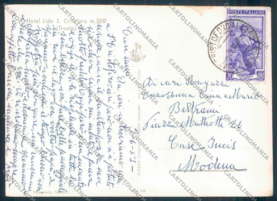 Trento San Cristoforo Lido foto FG cartolina ZF1269 – retro