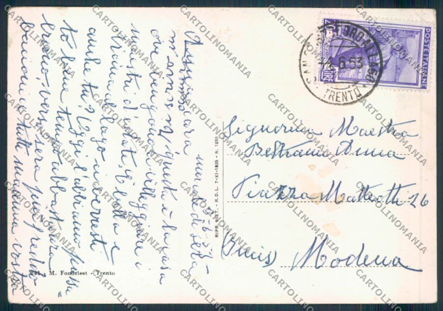 Trento San Cristoforo Lido PIEGHINA FG cartolina ZF1272 – retro
