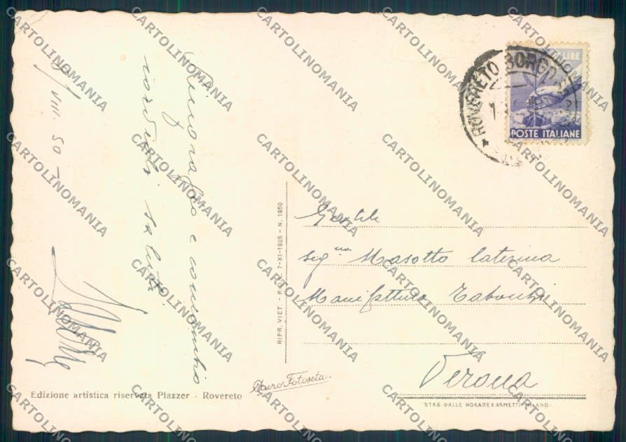 Trento Rovereto FG cartolina ZF1279 – retro
