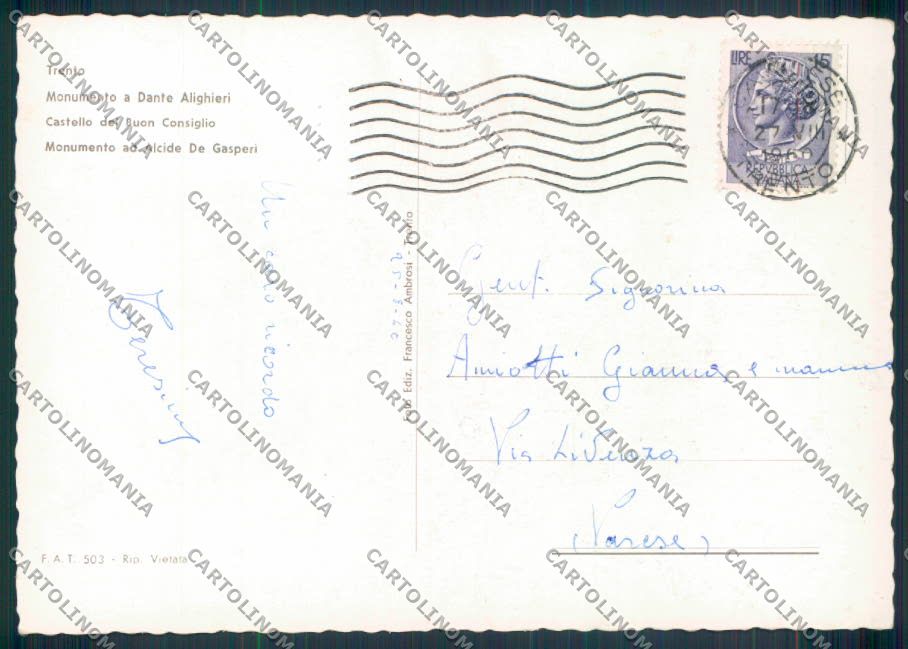 Trento città Saluti da foto FG cartolina ZF1281 – retro