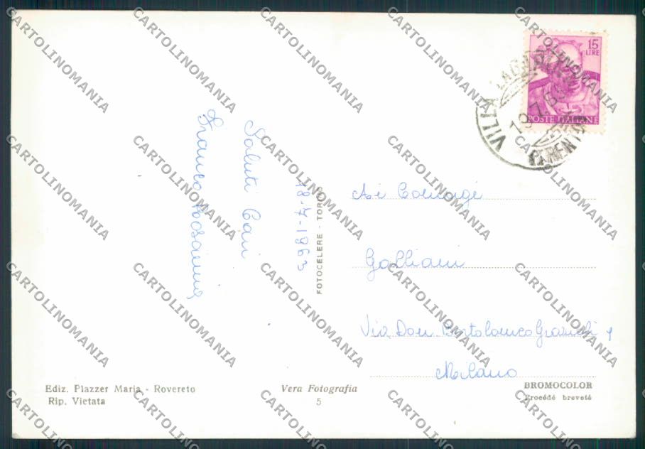 Trento Castellano Saluti da foto FG cartolina ZF1286 – retro
