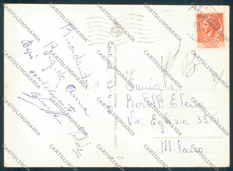 Belluno Cortina D'Ampezzo Sci ABRASA foto FG cartolina ZF1317 – retro