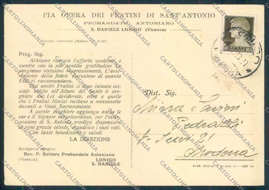 Vicenza San Daniele Lonigo FG cartolina ZF1446 – retro