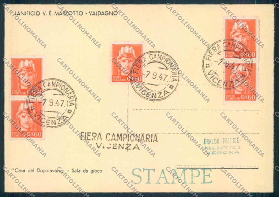 Vicenza Valdagno FG cartolina ZF1586 – retro
