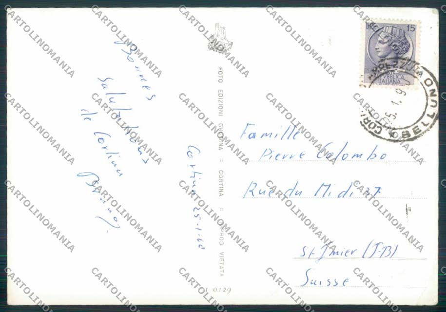 Belluno Cortina D'Ampezzo foto FG cartolina ZF1647 – retro