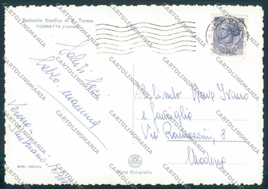 Verona Tombetta foto FG cartolina ZF1655 – retro