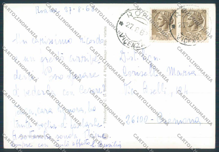 Vicenza Roana Saluti da foto FG cartolina ZF1661 – retro