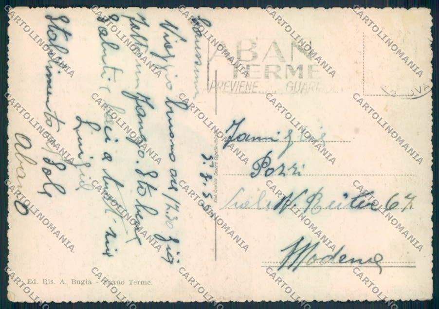 Padova Abano Terme FG cartolina ZF1685 – retro