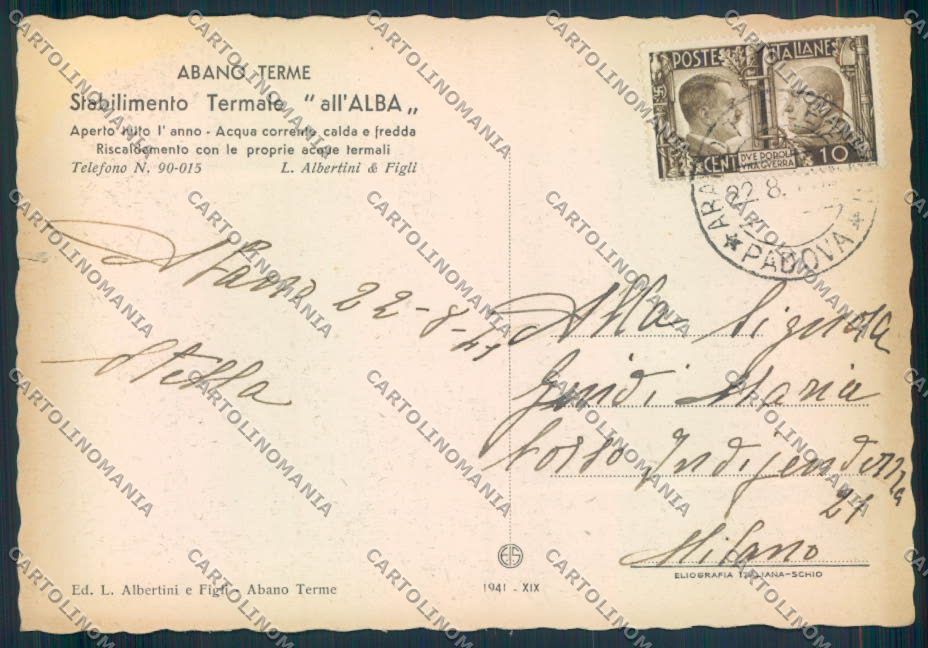 Padova Abano Terme FG cartolina ZF1693 – retro