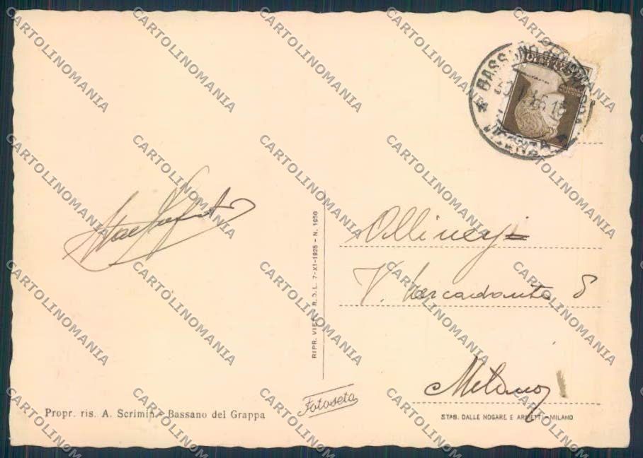 Vicenza Bassano del Grappa FG cartolina ZF1767 – retro