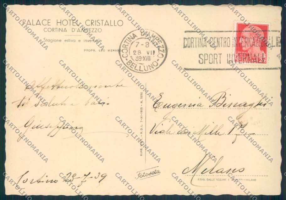 Belluno Cortina D'Ampezzo FG cartolina ZF1807 – retro