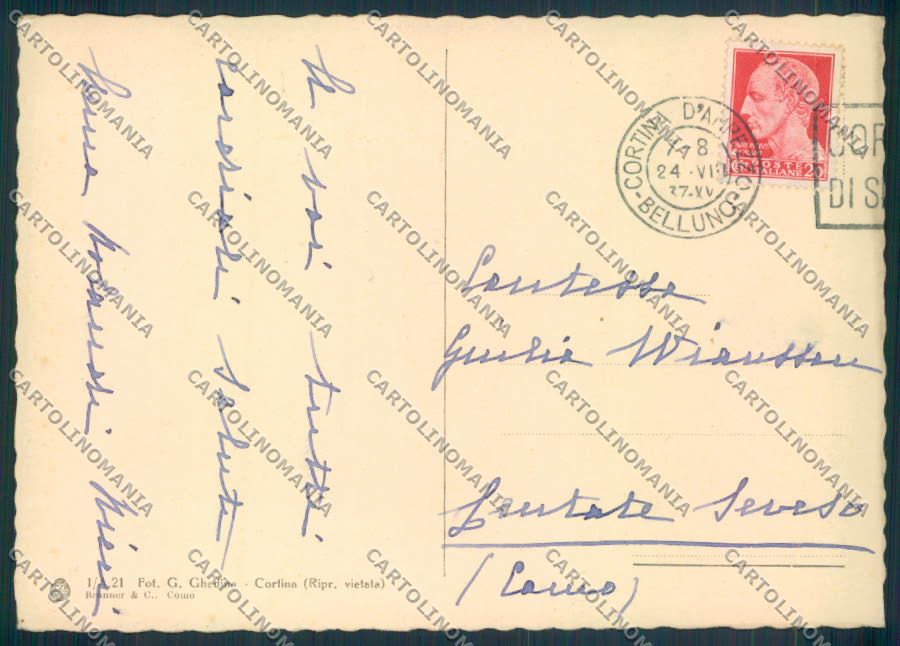 Belluno Cortina D'Ampezzo FG cartolina ZF1808 – retro