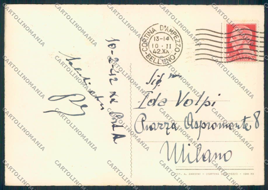 Belluno Cortina D'Ampezzo FG cartolina ZF1809 – retro