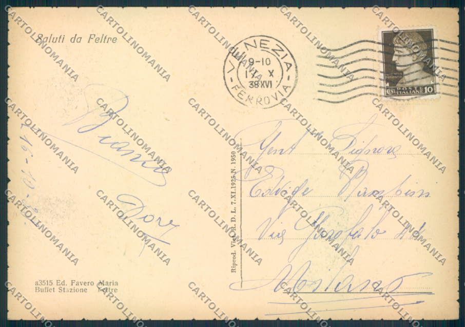 Belluno Feltre FG cartolina ZF1824 – retro