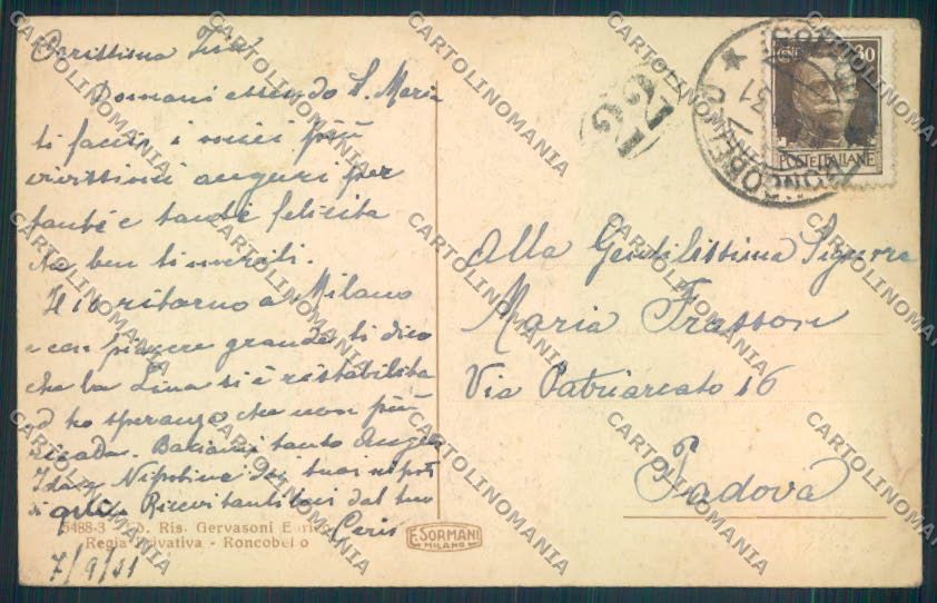 Bergamo Roncobello cartolina ZF1880 – retro