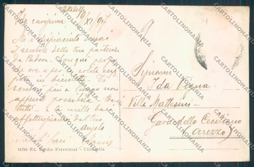 Padova Cittadella Dante cartolina ZF1940 – retro
