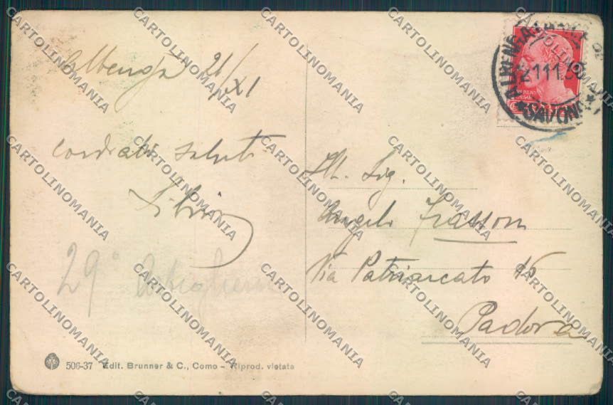 Savona Albenga PIEGHINE cartolina ZF1957 – retro